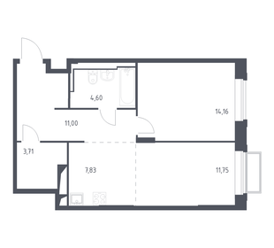 Квартира 53 м², 1-комнатная - изображение 1