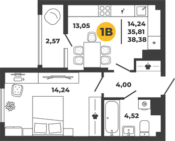 34 м², 1-комнатная квартира 2 992 000 ₽ - изображение 1