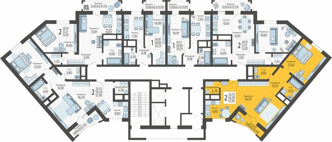 Квартира 68,7 м², 2-комнатная - изображение 1