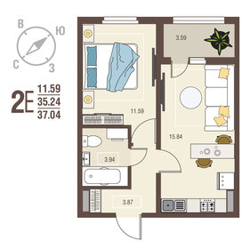 32,7 м², 1-комнатная квартира 2 750 000 ₽ - изображение 22