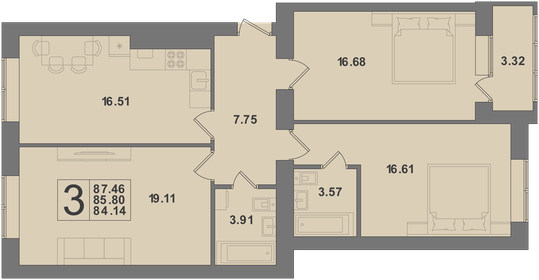75 м², 3-комнатная квартира 5 700 000 ₽ - изображение 96