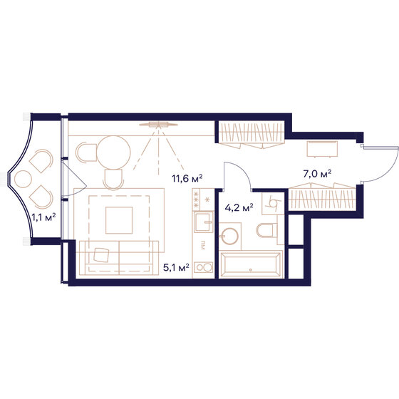 29 м², квартира-студия 18 122 000 ₽ - изображение 1