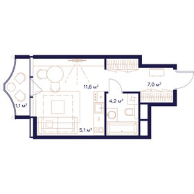 Квартира 29 м², студия - изображение 1