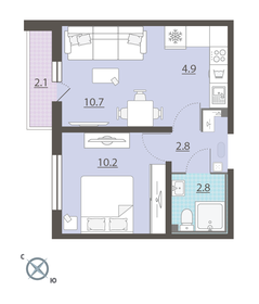 Квартира 32,5 м², 1-комнатная - изображение 1