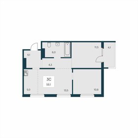 Квартира 59,1 м², 3-комнатная - изображение 1