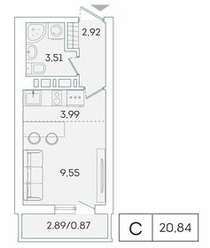 20,8 м², квартира-студия 3 592 636 ₽ - изображение 35