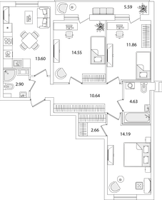 77,6 м², 3-комнатная квартира 17 851 920 ₽ - изображение 57