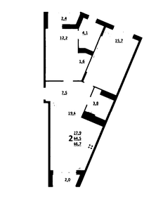 Квартира 54,3 м², 2-комнатная - изображение 1