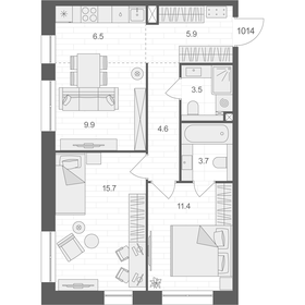 60,1 м², 2-комнатная квартира 31 416 554 ₽ - изображение 39