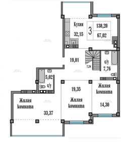 Квартира 138,2 м², 3-комнатная - изображение 1