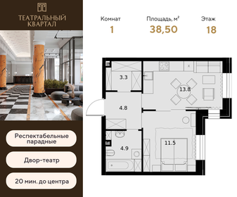 39,5 м², 1-комнатная квартира 25 082 500 ₽ - изображение 33