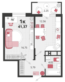 Квартира 41,4 м², 1-комнатная - изображение 1