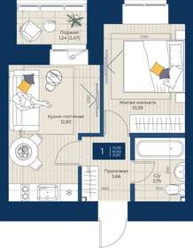 Квартира 31,9 м², 1-комнатная - изображение 1