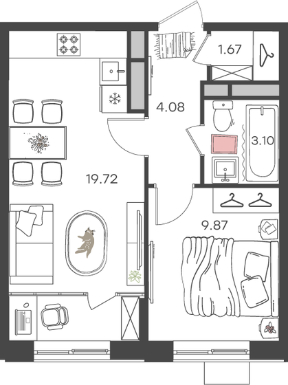 38,4 м², 2-комнатная квартира 4 036 200 ₽ - изображение 15