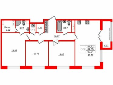 Квартира 87,7 м², 3-комнатная - изображение 1