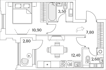 38,6 м², 1-комнатная квартира 9 454 430 ₽ - изображение 16