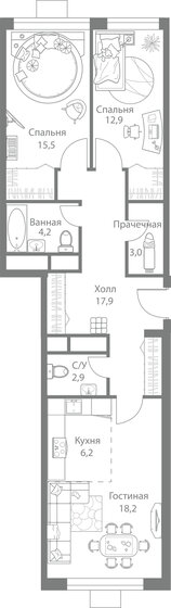 80,8 м², 3-комнатная квартира 23 113 890 ₽ - изображение 1