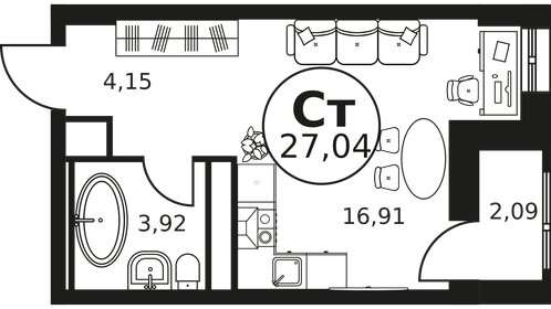 27,8 м², квартира-студия 4 240 000 ₽ - изображение 12