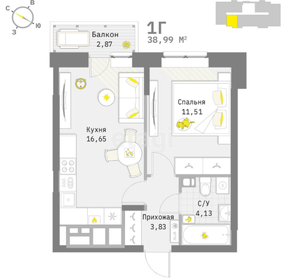 Квартира 39 м², 1-комнатная - изображение 1