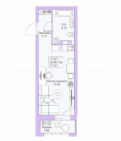 Квартира 27,7 м², 1-комнатная - изображение 1