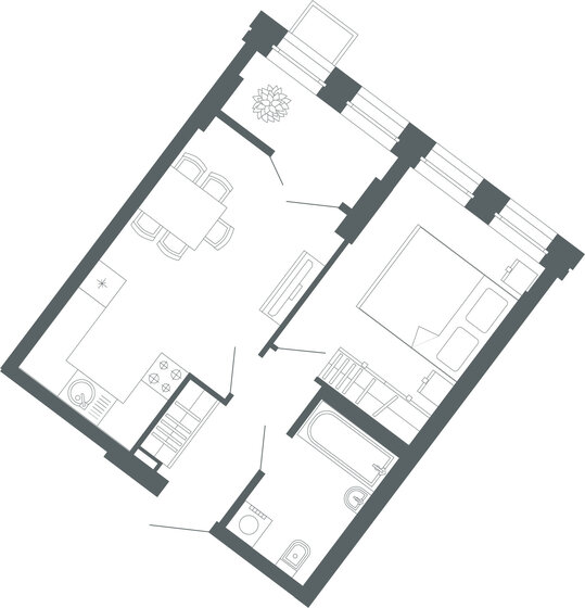 42,2 м², 1-комнатная квартира 8 649 000 ₽ - изображение 1