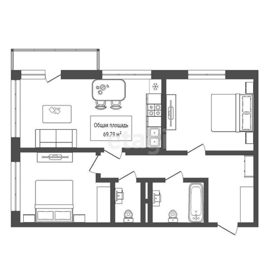 69,8 м², 3-комнатная квартира 9 300 000 ₽ - изображение 27