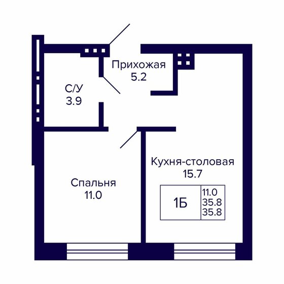 35,8 м², 1-комнатная квартира 4 260 200 ₽ - изображение 1