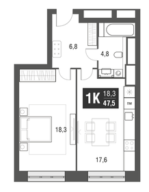 Квартира 47,5 м², 1-комнатная - изображение 1