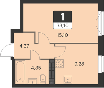 33,6 м², 1-комнатная квартира 4 357 929 ₽ - изображение 22