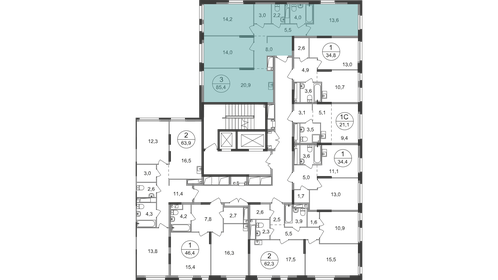 86,3 м², 3-комнатная квартира 19 608 430 ₽ - изображение 56