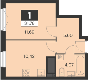 Квартира 31,8 м², 1-комнатная - изображение 1