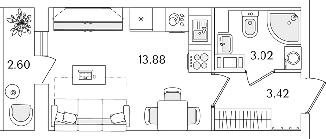 Квартира 21,6 м², студия - изображение 1