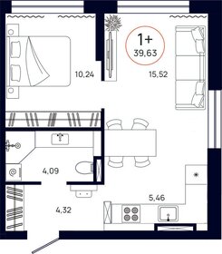 39,5 м², 1-комнатная квартира 4 380 000 ₽ - изображение 73