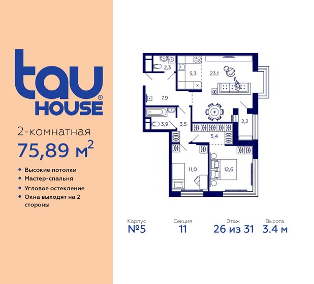 75,9 м², 2-комнатная квартира 10 470 771 ₽ - изображение 28