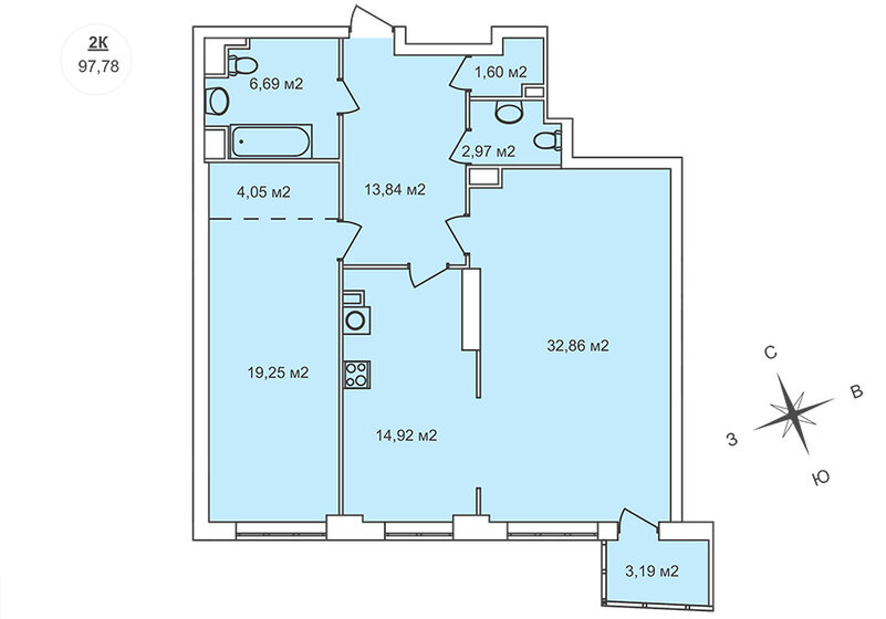 97,8 м², 2-комнатная квартира 18 480 420 ₽ - изображение 1