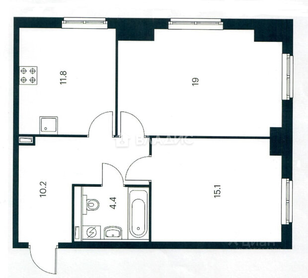 60,5 м², 2-комнатная квартира 25 950 000 ₽ - изображение 1