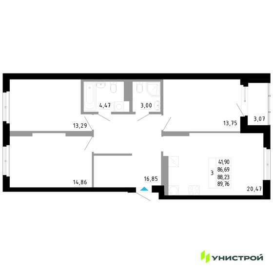 88,2 м², 3-комнатная квартира 9 160 000 ₽ - изображение 1