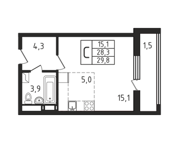 30 м², квартира-студия 4 980 000 ₽ - изображение 18