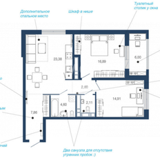 Квартира 78,4 м², 2-комнатная - изображение 2