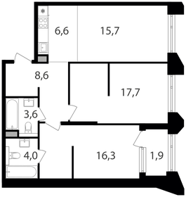 Квартира 74,4 м², 2-комнатная - изображение 1