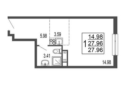 Квартира 28 м², студия - изображение 1