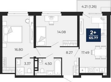 Квартира 65,8 м², 2-комнатная - изображение 1