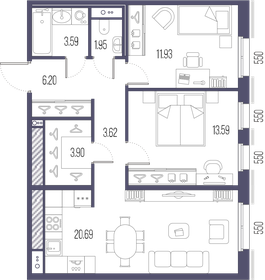 65,7 м², 2-комнатная квартира 24 839 178 ₽ - изображение 6