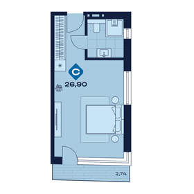 Квартира 27,7 м², 1-комнатные - изображение 1