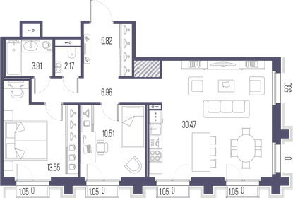 77,1 м², 2-комнатная квартира 30 030 602 ₽ - изображение 12