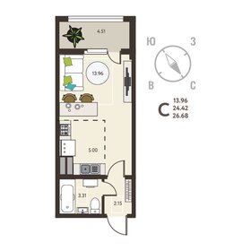 26,7 м², квартира-студия 3 254 960 ₽ - изображение 18