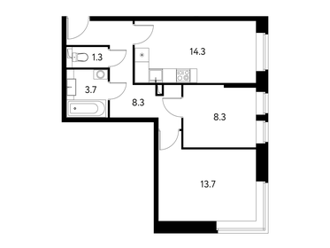 Квартира 49,6 м², 2-комнатная - изображение 1