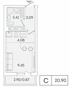 22 м², квартира-студия 3 350 000 ₽ - изображение 71