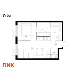 Квартира 38,5 м², 1-комнатная - изображение 1
