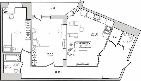 Квартира 85,2 м², 2-комнатная - изображение 1